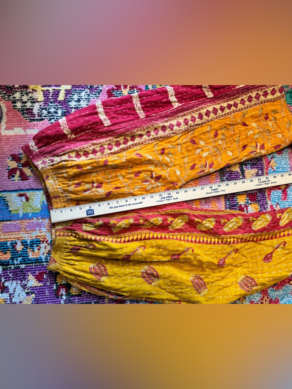 Jaded Gypsy Kantha Sunrise Ruffle Pants Quilted Patchwork Boho One Size - Picture 10 of 12